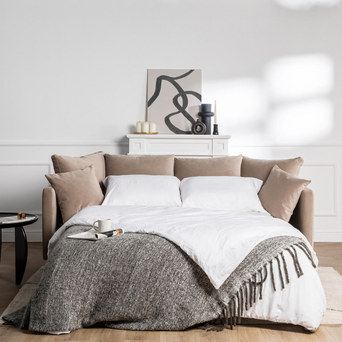 BETTSOFA - Beige - Beige, Textil (233/86/95cm) - Drawer