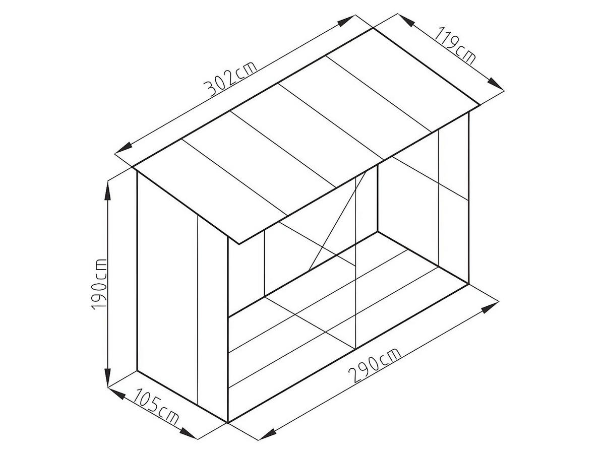 KAMINHOLZREGAL - 290 cm x 105 cm - metall - anthrazitgrau, naturfarben dunkel Varwood - Anthrazit, Metall (290/190/105cm) - Vente-Unique