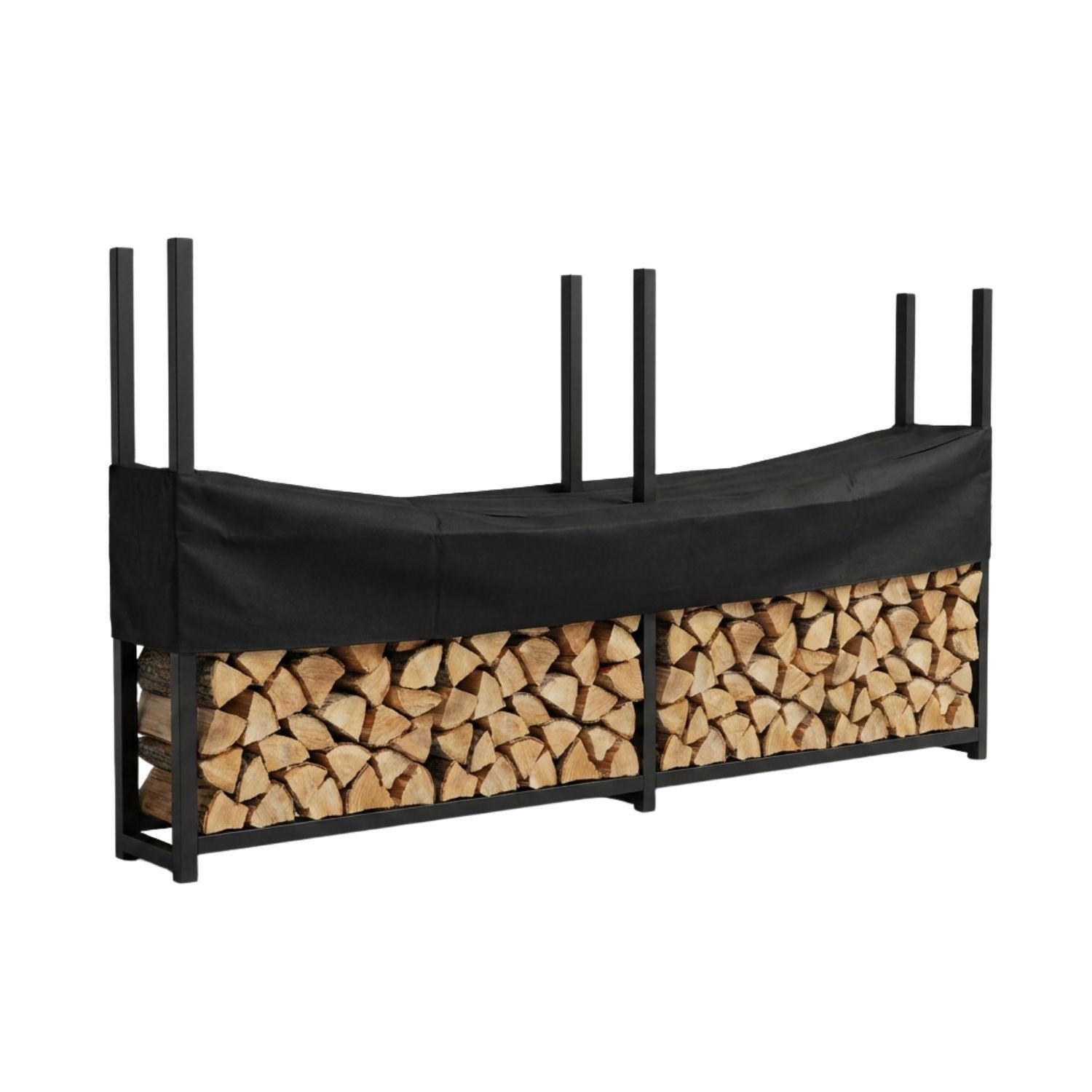BRENNHOLZREGAL HANS Metall Schwarz 223/25/115 cm - Schwarz, Metall (25/115/223cm) - Coemo