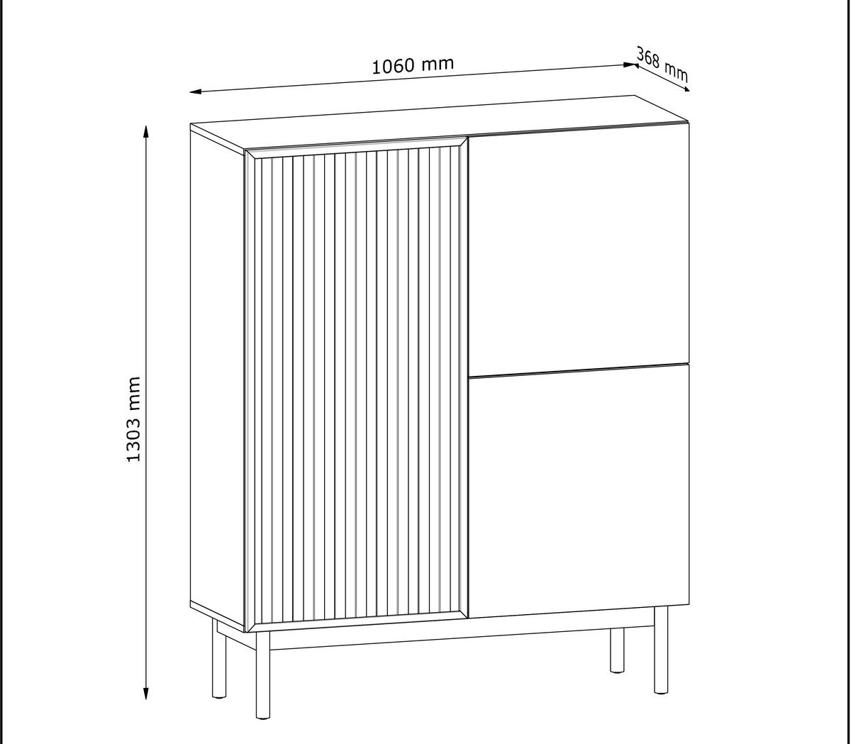 SIDEBOARD Santarco 3T Eiche Cremona 106/130/37 cm – 3-türig - Eichefarben, Holz/Holzwerkstoff (106/130/37cm) - AX Living