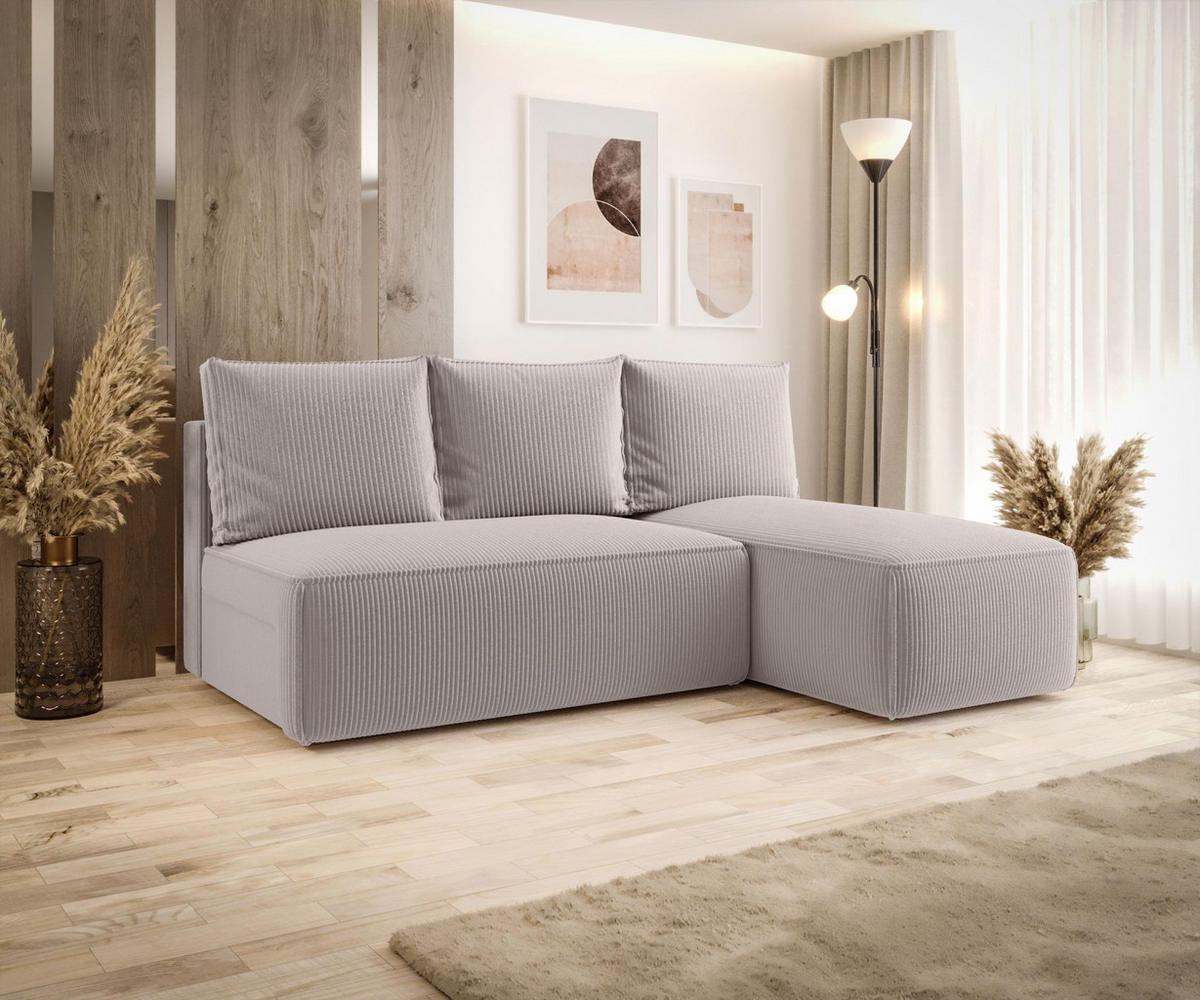ECKSOFA mit Schlaffunktion SAVIO MINI Poso 100 Rechts - Ecru, Textil (200/140cm) - Bedante