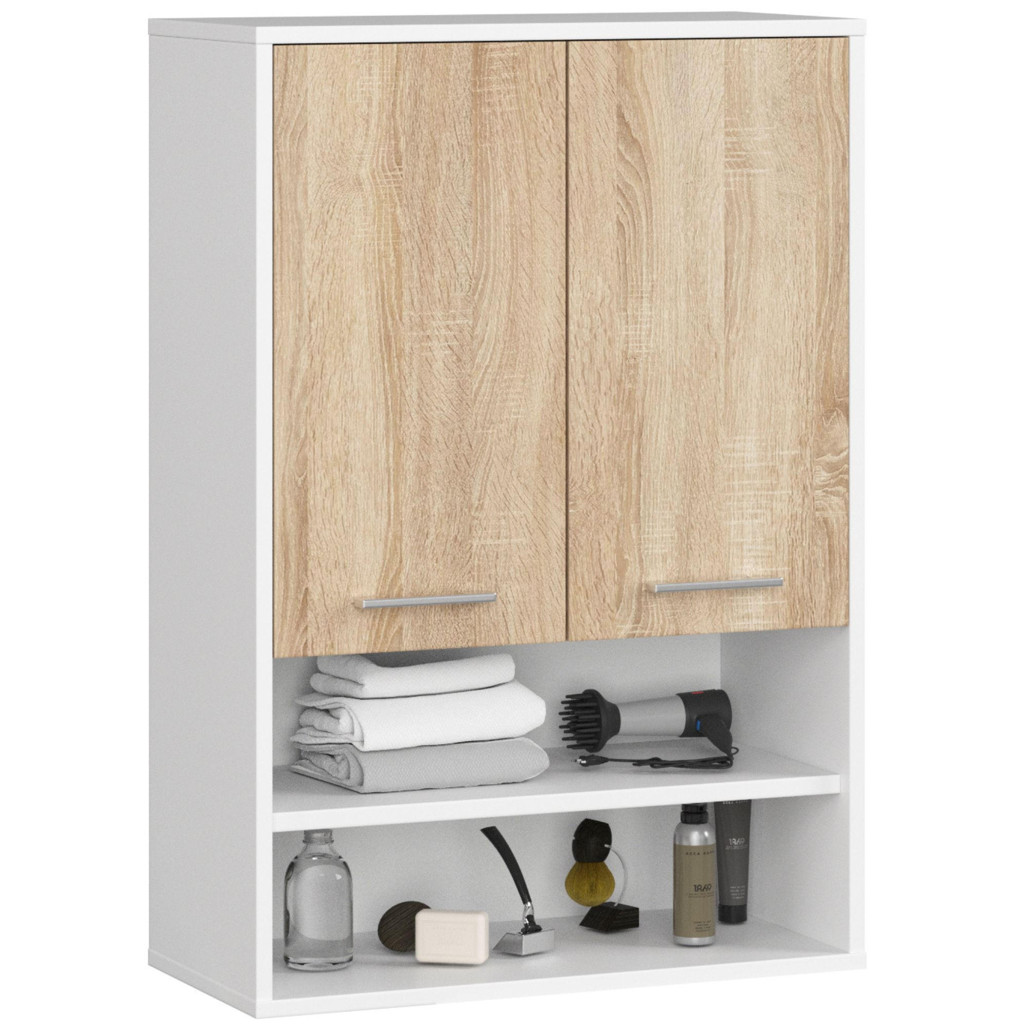 Akord Hängeschrank Weiß, Sonoma Eiche 64x94x30 cm