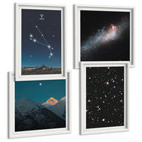 BILDER SET 4er Set - 50x50 cm & 40x60 cm Weißer Rahmen - Kosmische Landschaften von Galaxien - Weiß, Kunststoff (50/50cm) - TULUP