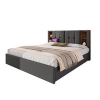 POLSTERBETT 160x200 Grau Leinen USB 4 Schubladen Matratze - Grau, Naturmaterialen (160/200cm) - FLIEKS
