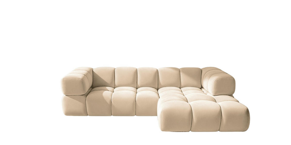 ECKSOFA L-Form Averro, stoff Bluvel, Creme, Rechts - Creme, Holz (280/150cm) - Kaiser Möbel