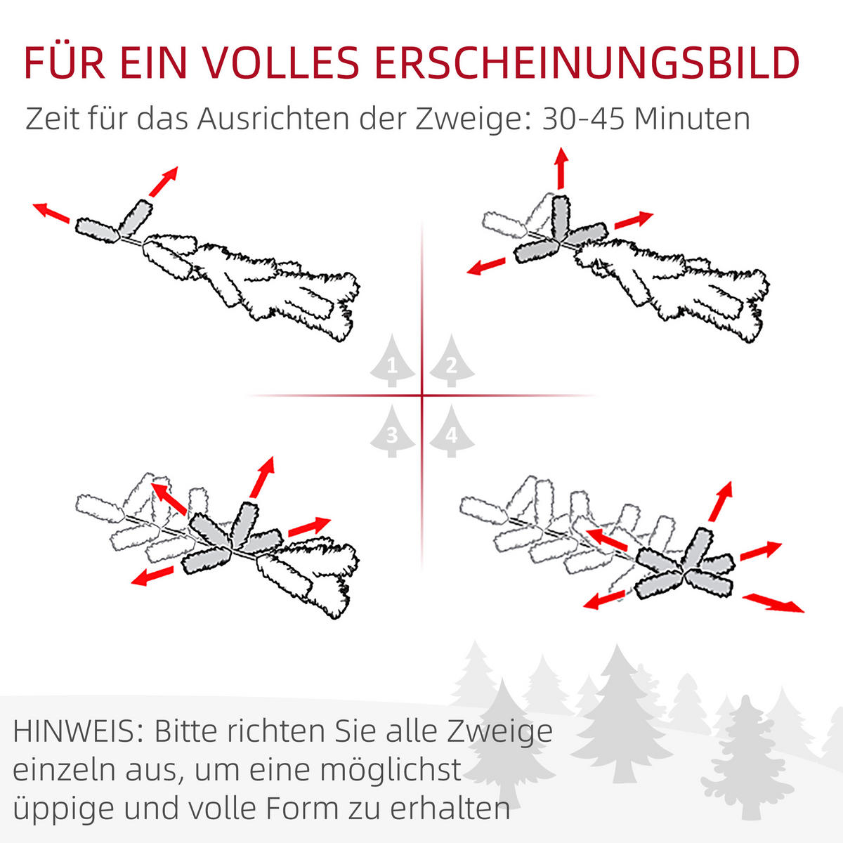 WEIHNACHTSBAUM, PE, Kunststoff, Stahlrohre, Grün+ Weiß - Multicolor, Kunststoff (180cm) - HOMCOM