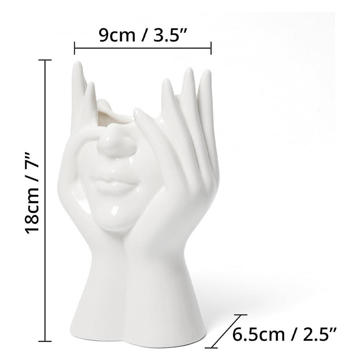 VASE 19 cm Keramik - Weiß, Keramik (19cm) - LIBRATON