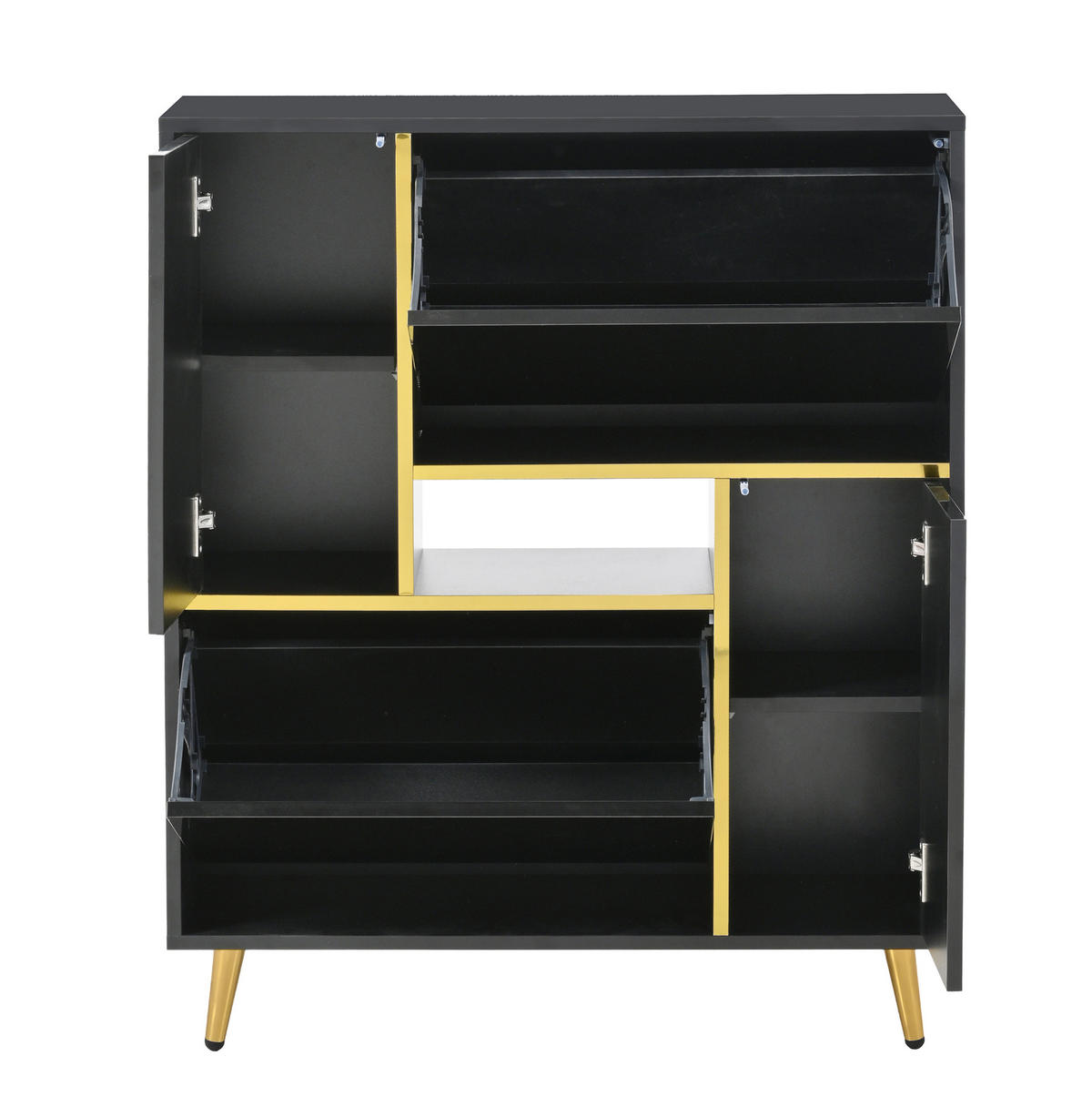 SCHUHSCHRANK 80/96/25 cm Schwarz aus Spanplatte mit LED-Beleuchtung - Schwarz, Holzwerkstoff (80/96/25cm) - OKMYHOME