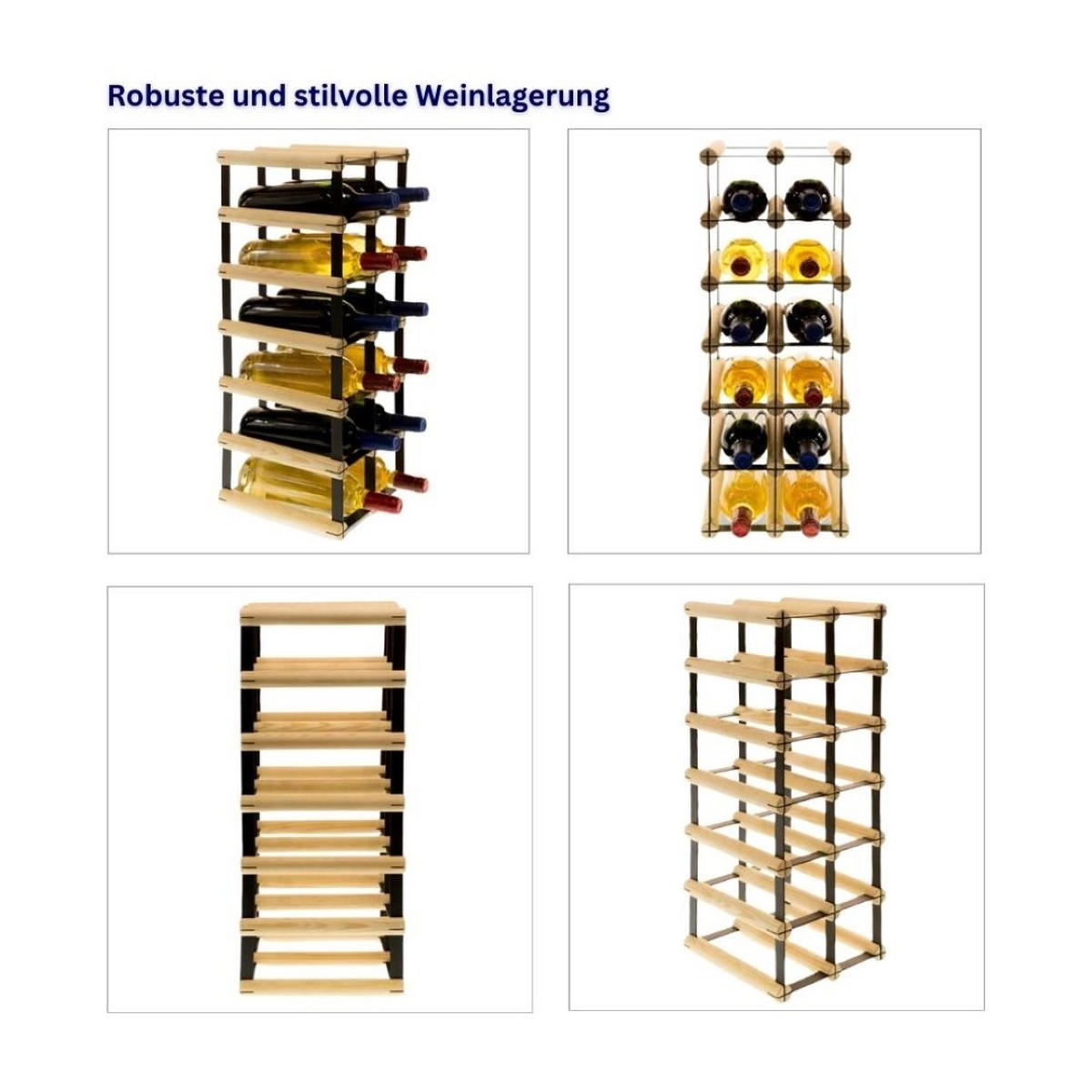 WEINREGAL Vinotega Mod Metal 62,5x22,5x24,5 cm 2x6 Flaschen Massives Kiefernholz Braun Geölt - Braun, Holz (22.5/62.5/24.5cm) - PROREGAL