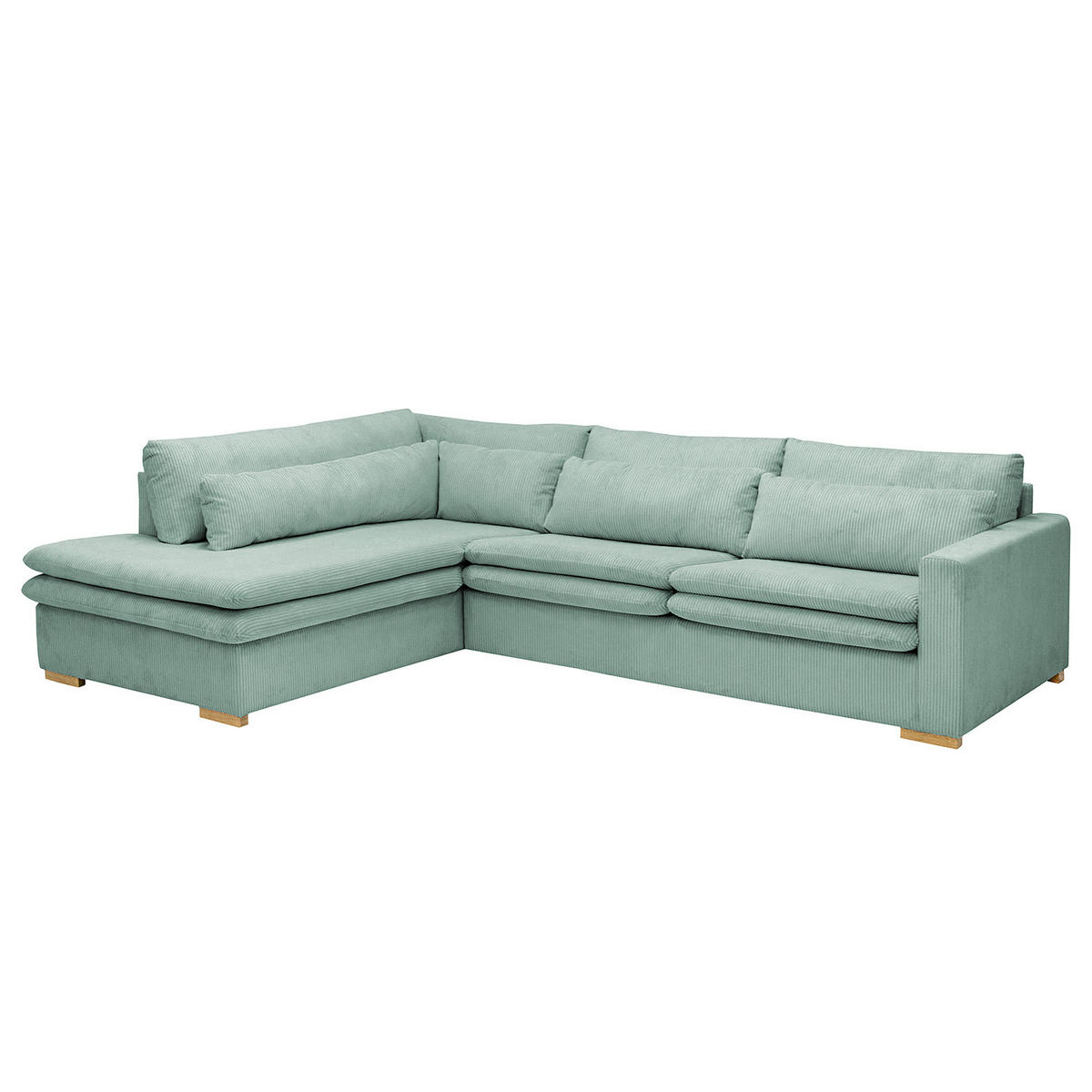 ECKSOFA mit Ottomane - Blau, Textil (299/216cm) - home24