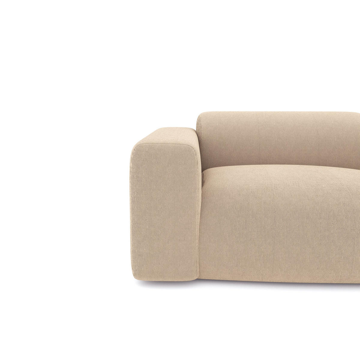 SOFA 3-Sitzer Gerippter Samt Beige 205cm - Beige, Textil (205/73/97cm) - Sia Home