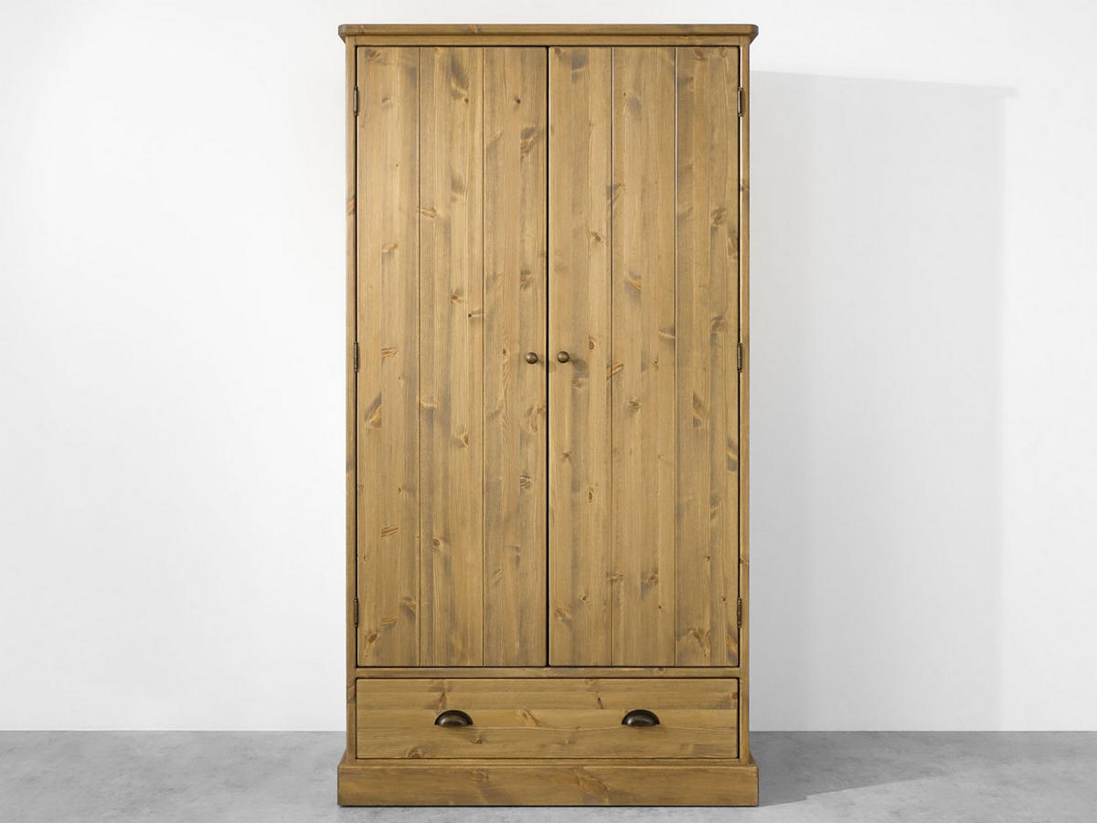 KLEIDERSCHRANK aus Massivholz Dakota - Hellbraun, Holz (105/190/60cm) - Seart