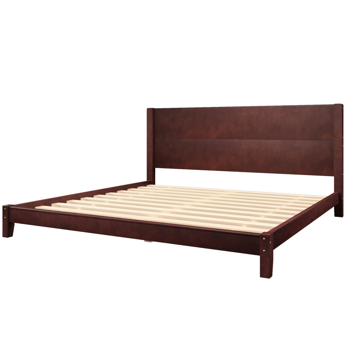 POSTEĽ 180/200 cm hnedá s čelom a lamelovým roštom z MDF a preglejky - hnedá, kompozitné drevo (180/200cm) - OKWISH