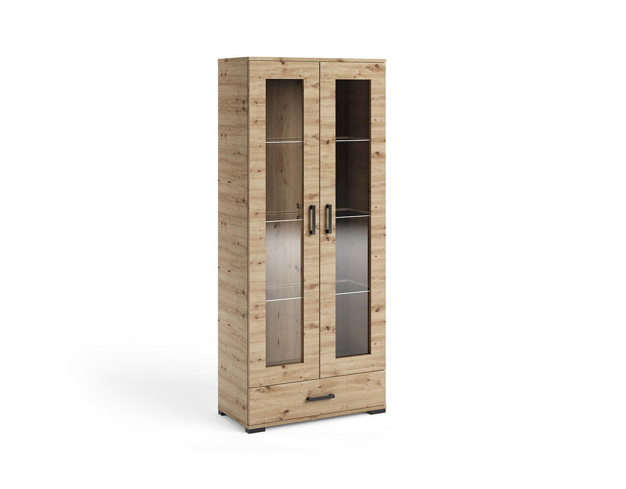Masseno Vitrinenschrank Eiche Artisan 80x186x40 cm