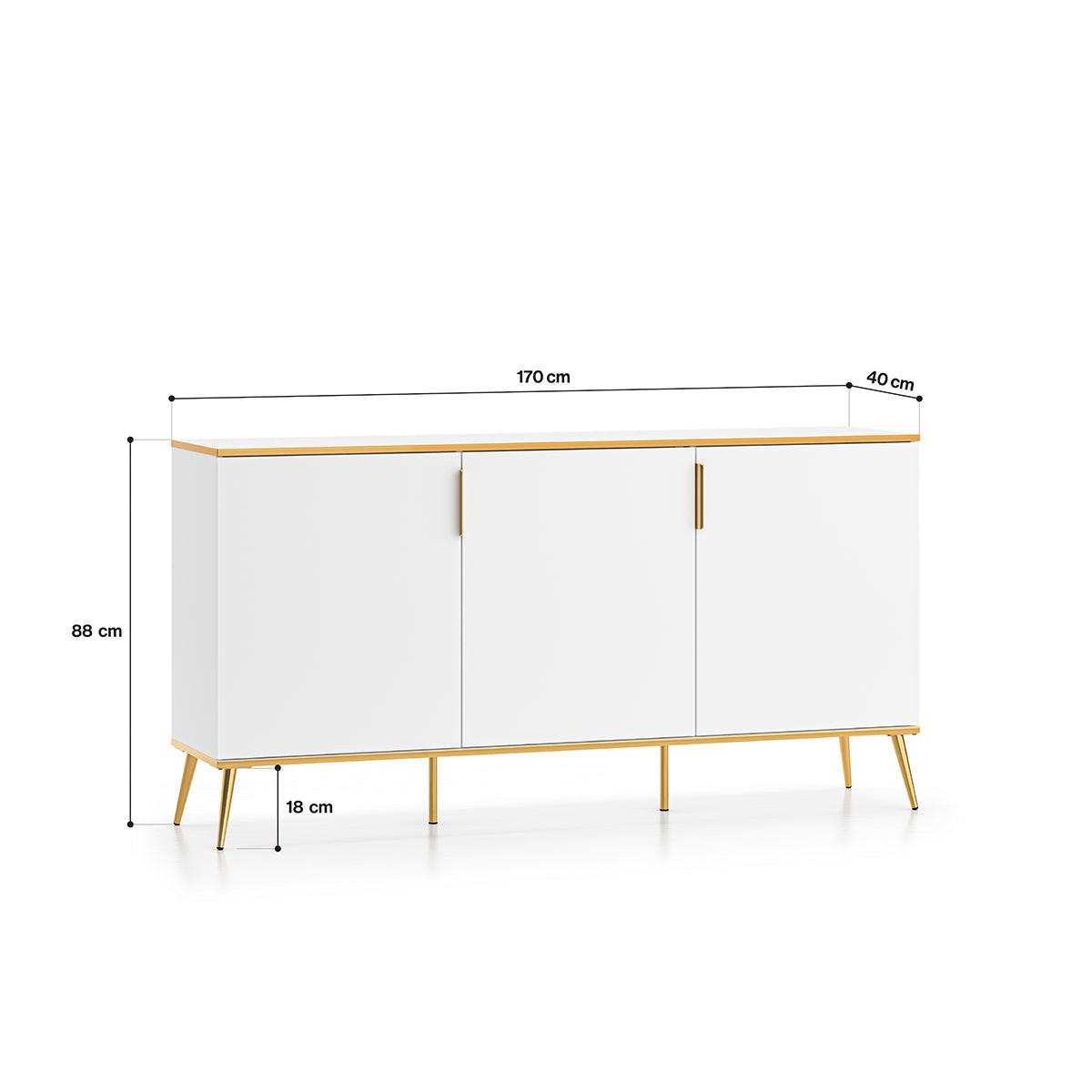 ŠIROKÁ KOMODA Zora Biela - biela, kompozitné drevo (170/88/40cm) - Petits-meubles