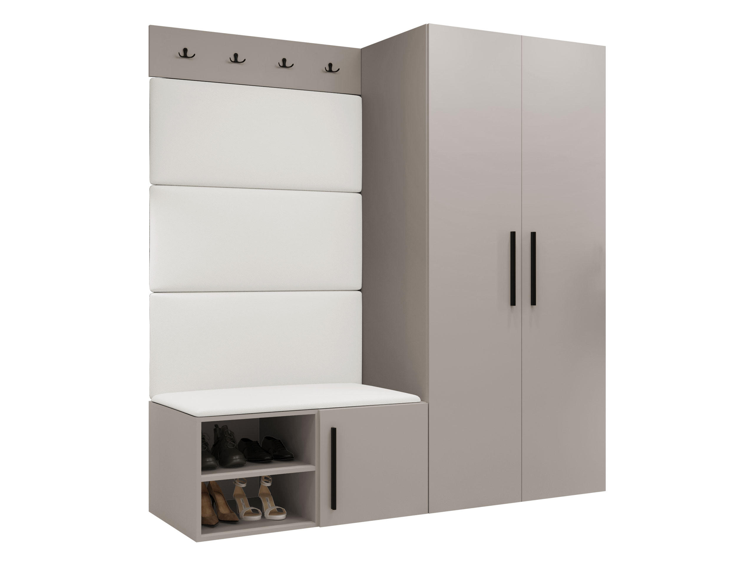 GARDEROBEN-SET Medi I - Kaschmir/Schwarz, Holzwerkstoff/Kunststoff (80/191/50cm) - MIRJAN24