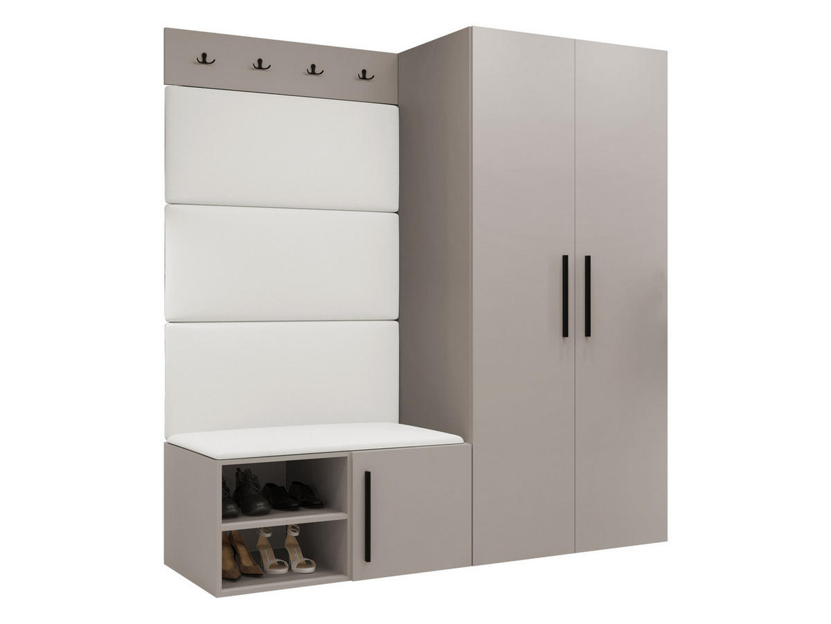 GARDEROBEN-SET Medi I - Kaschmir/Schwarz, Holzwerkstoff/Kunststoff (80/191/50cm) - MIRJAN24