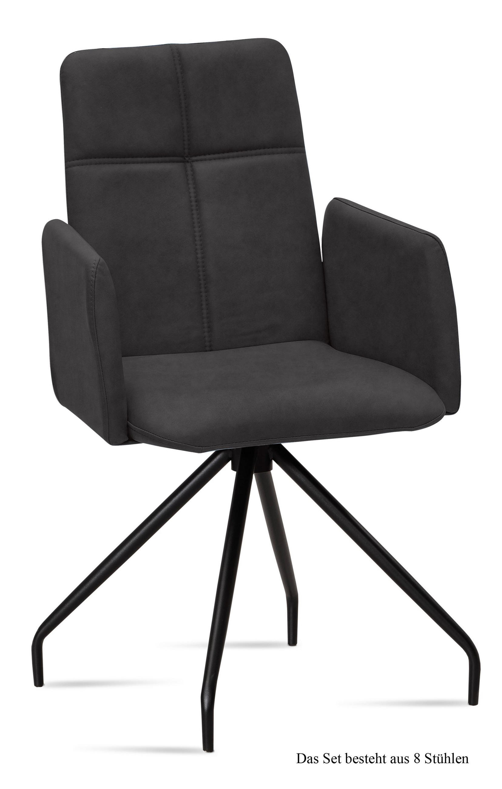 ARMLEHNSTUHL (8er-Set) Devaki 52x92x60 Schwarz/Anthrazit - Anthrazit/Schwarz, Kunststoff (60/92/52cm) - 58aufmkessel