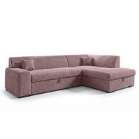 ECKSOFA L Form Minosa Rosa 260/175/71 cm Rechts mit Schlaffunktion - Pink/Schwarz, Kunststoff/Textil (175/260cm) - AX Living