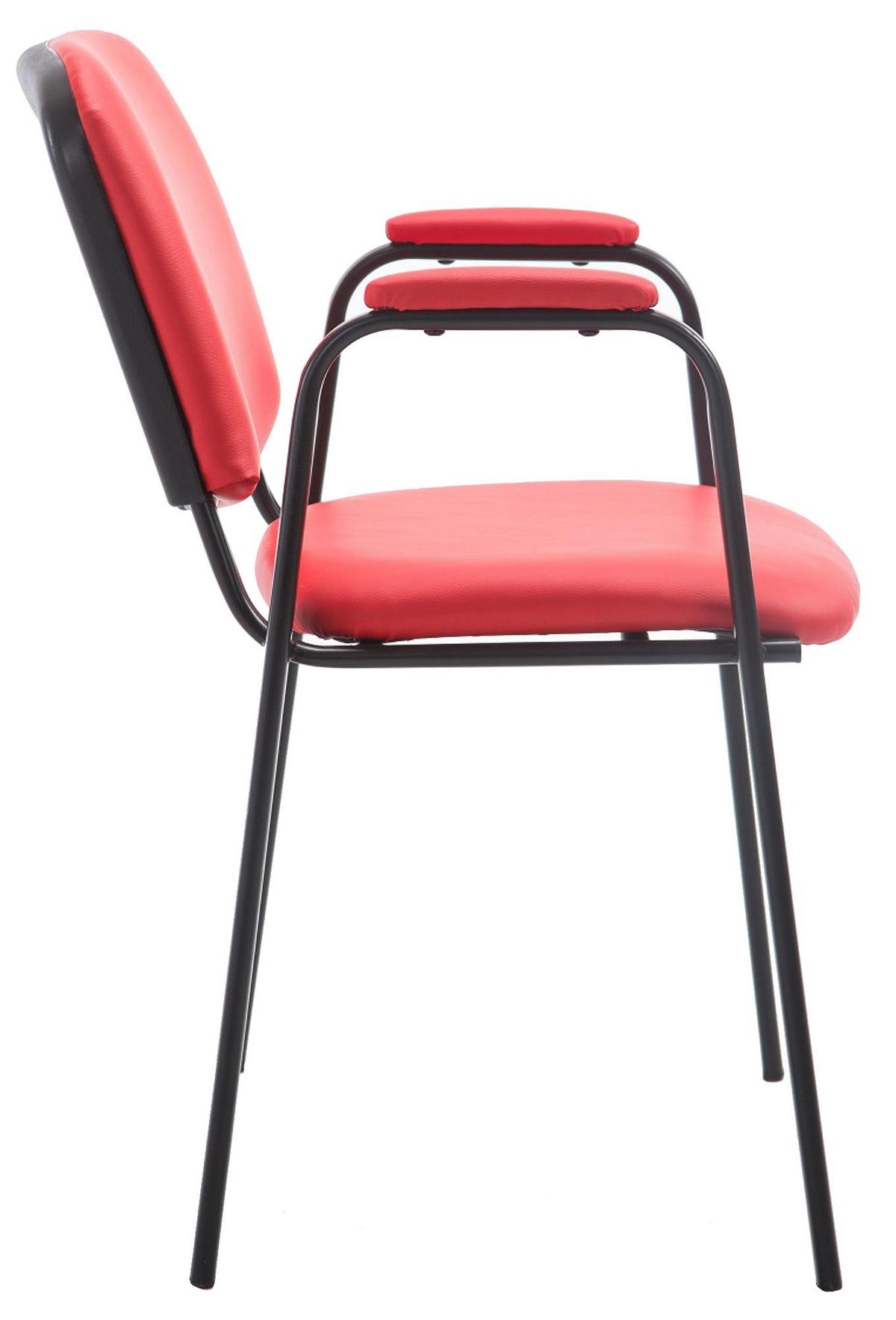 BESUCHERSTUHL Lederlook rot - Rot/Schwarz, Textil/Metall (53/79/55cm) - CLP