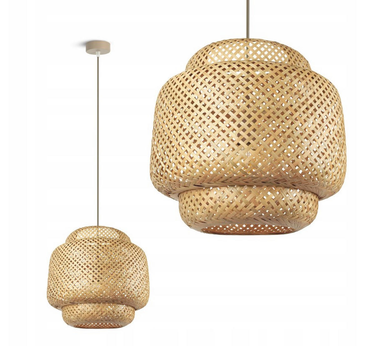 PENDELLEUCHTE BOHO - Beige, Holz/Metall (40/40/175cm) - kiki design