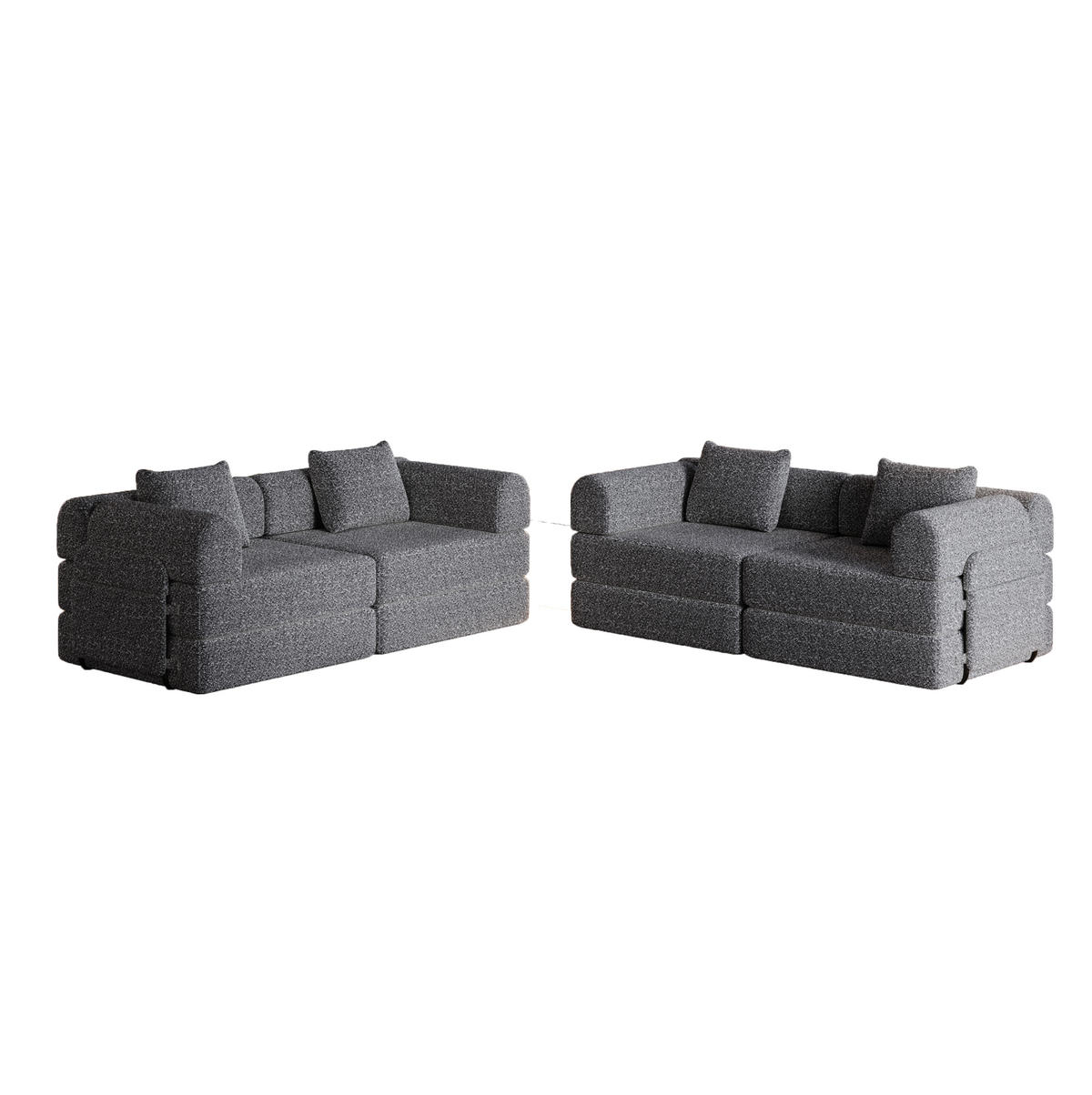 SCHLAFSOFA 2-in-1 Chenille Grey - Grau, Kunststoff (91.4/69.8/367.6cm) - Meubliv