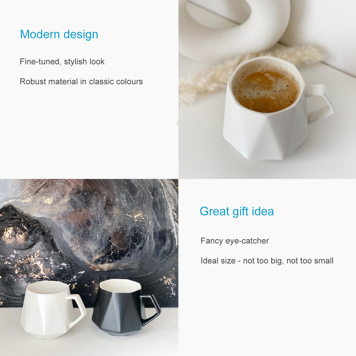 TEETASSE in Feinschliff Optik 350 ml - Weiß, Keramik (0.35L) - Intirilife