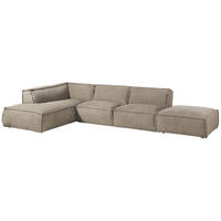 ECKSOFA inkl. Hocker 285x220x79 Polyester taupe RAVENNA - Taupe, Kunststoff (285/220cm) - Massivmoebel24