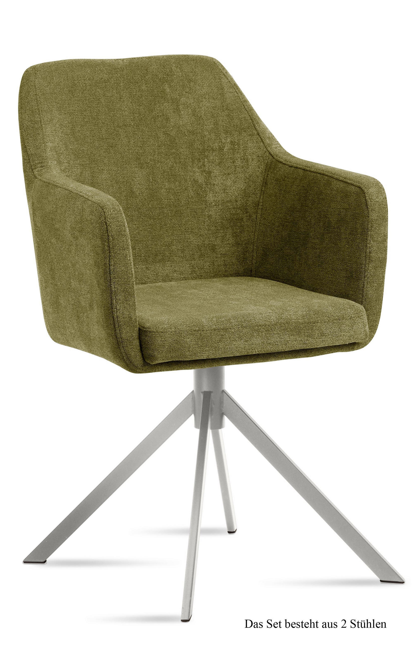 ARMLEHNSTUHL (2er-Set) Dorrie 57x87x60 Edelstahl/Olivgrün - Edelstahlfarben/Olivgrün, Kunststoff (60/87/57cm) - 58aufmkessel