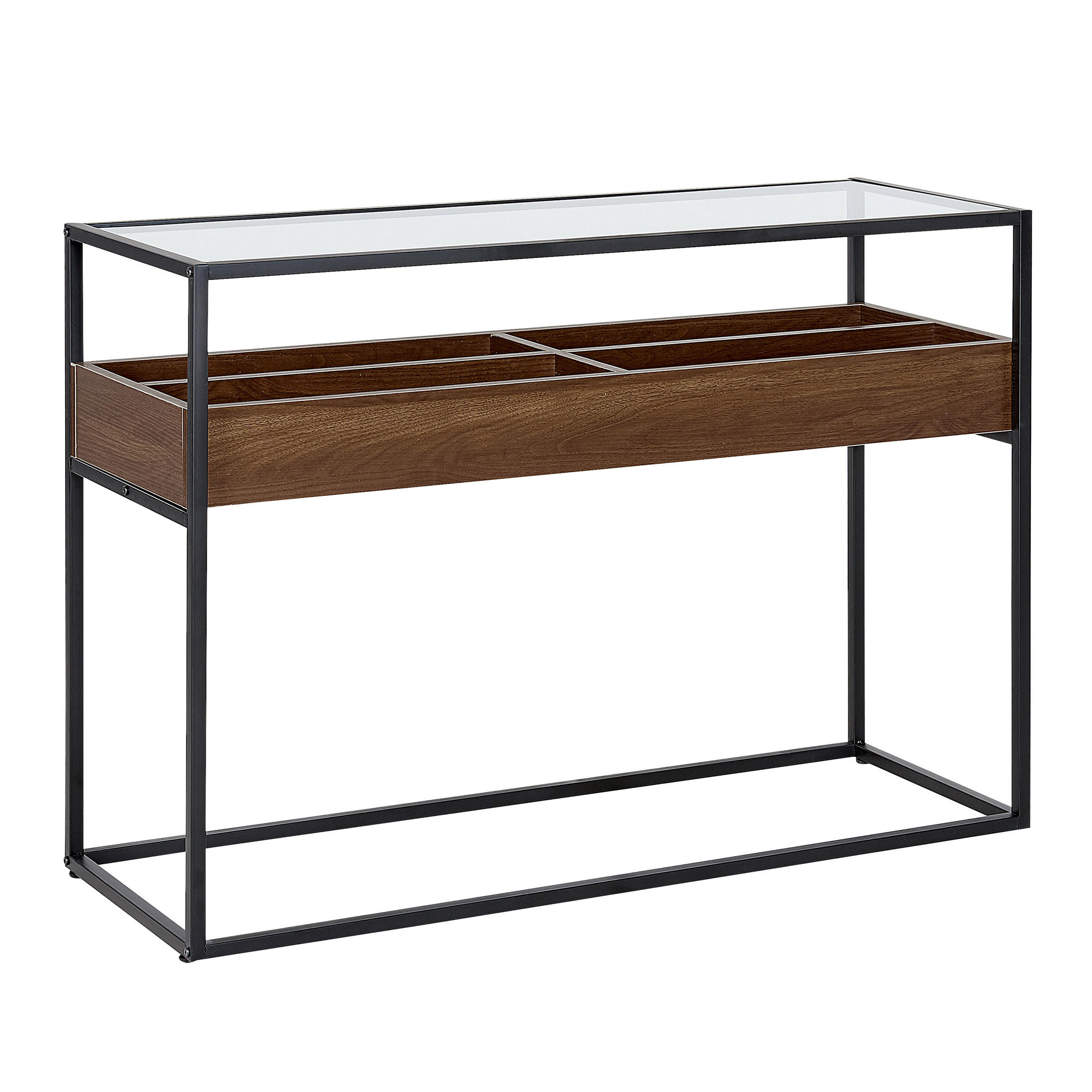 KONSOLENTISCH dunkler Holzfarbton/schwarz 110/40 cm Waco - Dunkelbraun/Schwarz, Metall (40/110/80cm) - Beliani