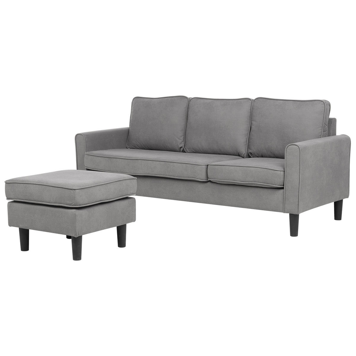 3-SITZER-SOFA mit Ottomane Polsterbezug Grau Avesta - Hellgrau, Textil (186/85/74cm) - Beliani