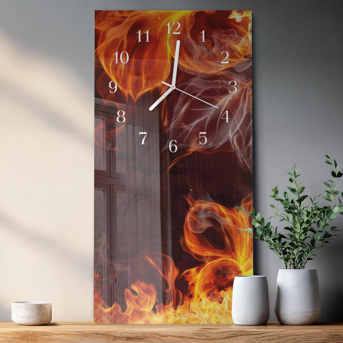 WANDUHR 30x60 cm - Rose - Orange, Glas (30/60/0.4cm) - TULUP