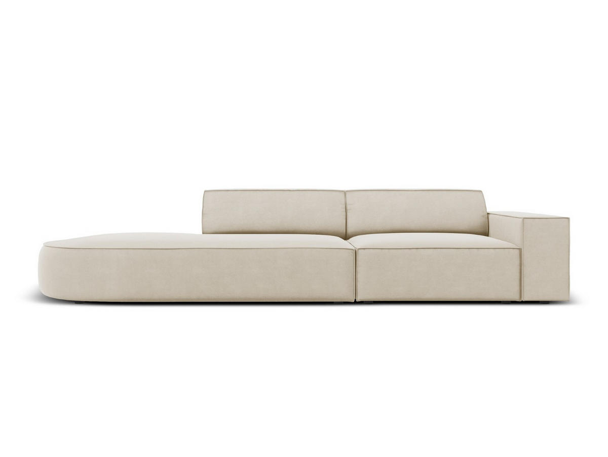 LINKES-SOFA Jodie aus Samt dunkelbeige 3 Sitzplätze - Mokka, Textil (262/70/102cm) - Micadoni