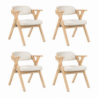 ESSZIMMERSTÜHLE klappbar Massivholz Beige 4er-Set - Beige, Holz (66.5/76/63.5cm) - Meubliv