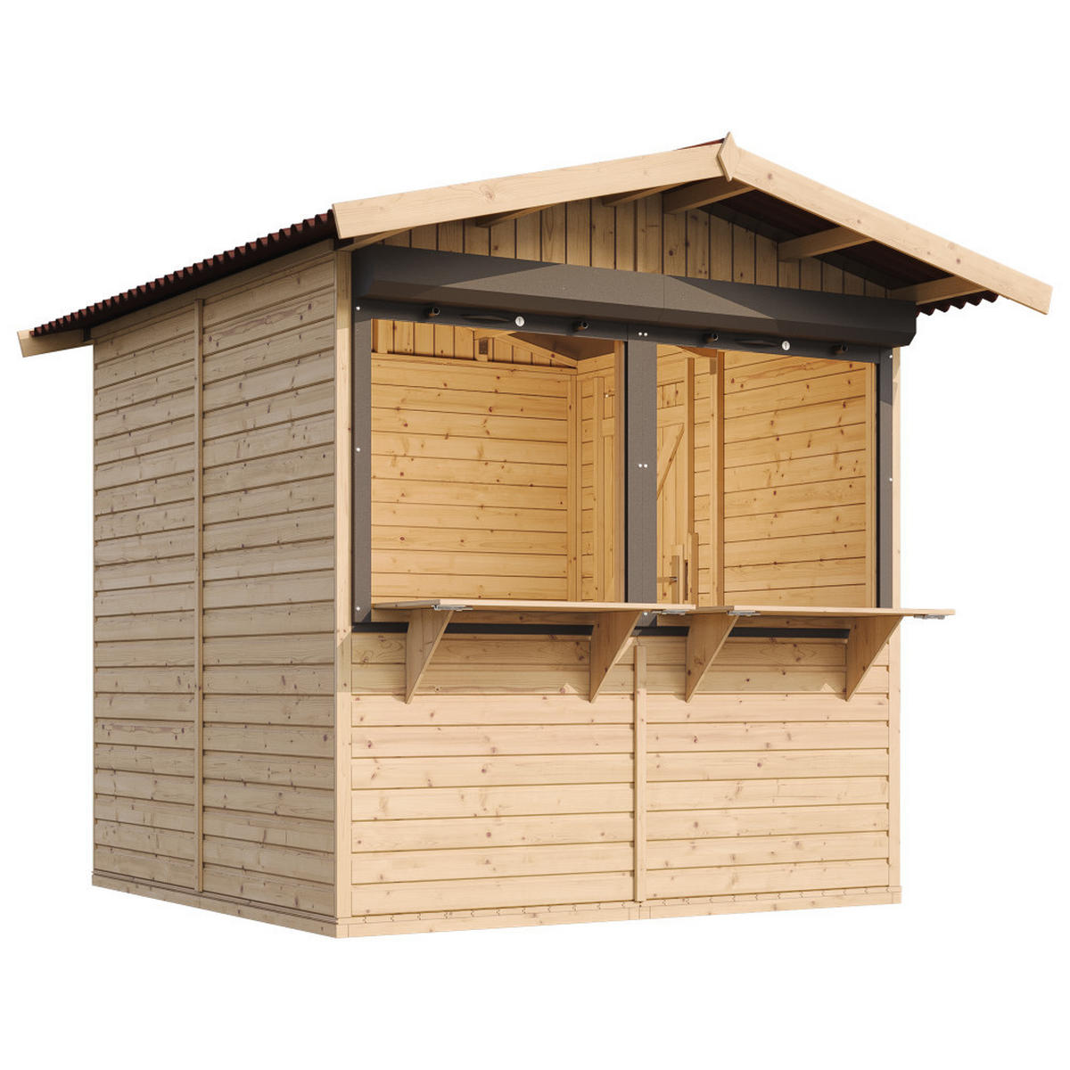 MARKTBUDE Holz M149Z Gartenhaus - 253x263/4m2 - Beige, Holz (253/232/263cm) - Timbela
