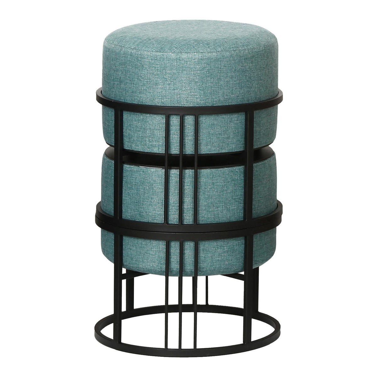 SADA STOLIČEK 2 KS Tas - černá/zelená barva, kov/kompozitní dřevo (38/38/38cm) - [en.casa]