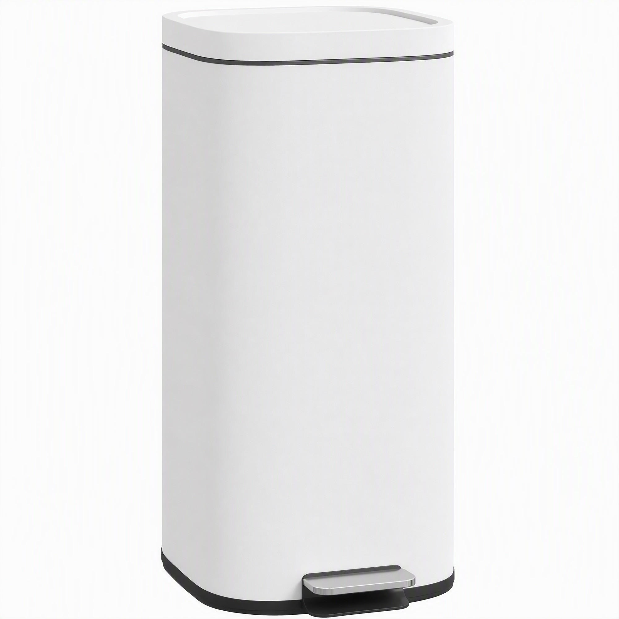 MÜLLEIMER Weiß 36.0/29.0/59.5 cm - Weiß, Metall (29/59.5/36cm) - HOMCOM