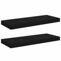WANDBOARDSET 2-teilig 60/23,5/3,8 cm aus Mdf Schwarz - Schwarz, Holzwerkstoff/Metall (60/3.8/23.5cm) - vidaXL