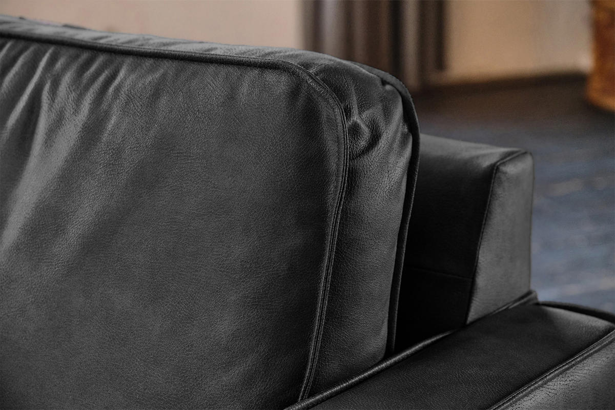 ECKSOFA VILNIUS Schwarz Lederfaserstoff - Schwarz, Leder/Metall (286/170cm) - KAWOLA