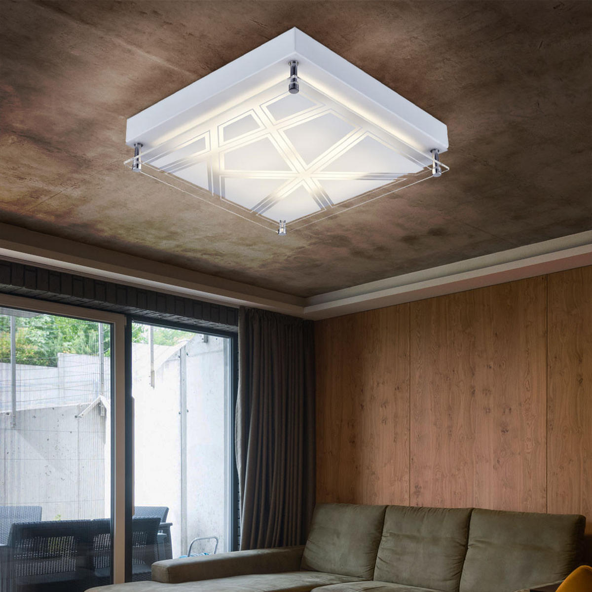 LED DECKENLEUCHTE Metall Musterschirm Silber - Silberfarben, Metall (25/25/7.5cm) - Esto