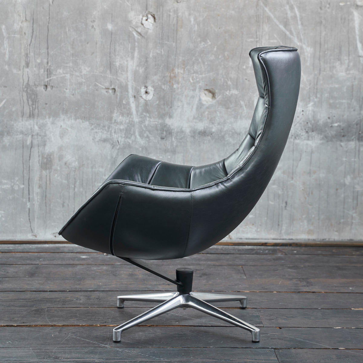 DREHSESSEL SKIO Silbergrau Leder - Silberfarben, Leder (87/99/89cm) - KAWOLA