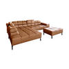 ECKSOFA NELSON Braun Leder - Dunkelbraun/Schwarz, Leder/Metall (321/216cm) - KAWOLA