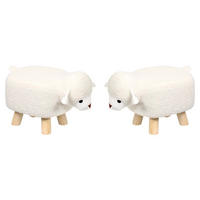 KINDERHOCKER, 2 Stück - Schafdesign, cremeweiß - Creme/Naturfarben, Holz/Textil (25/25/47cm) - Kesper