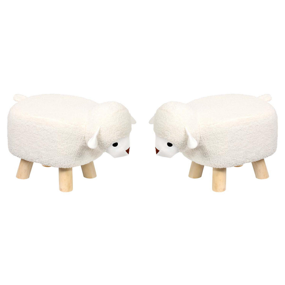 KINDERHOCKER, 2 Stück - Schafdesign, cremeweiß - Creme/Naturfarben, Holz/Textil (25/25/47cm) - Kesper