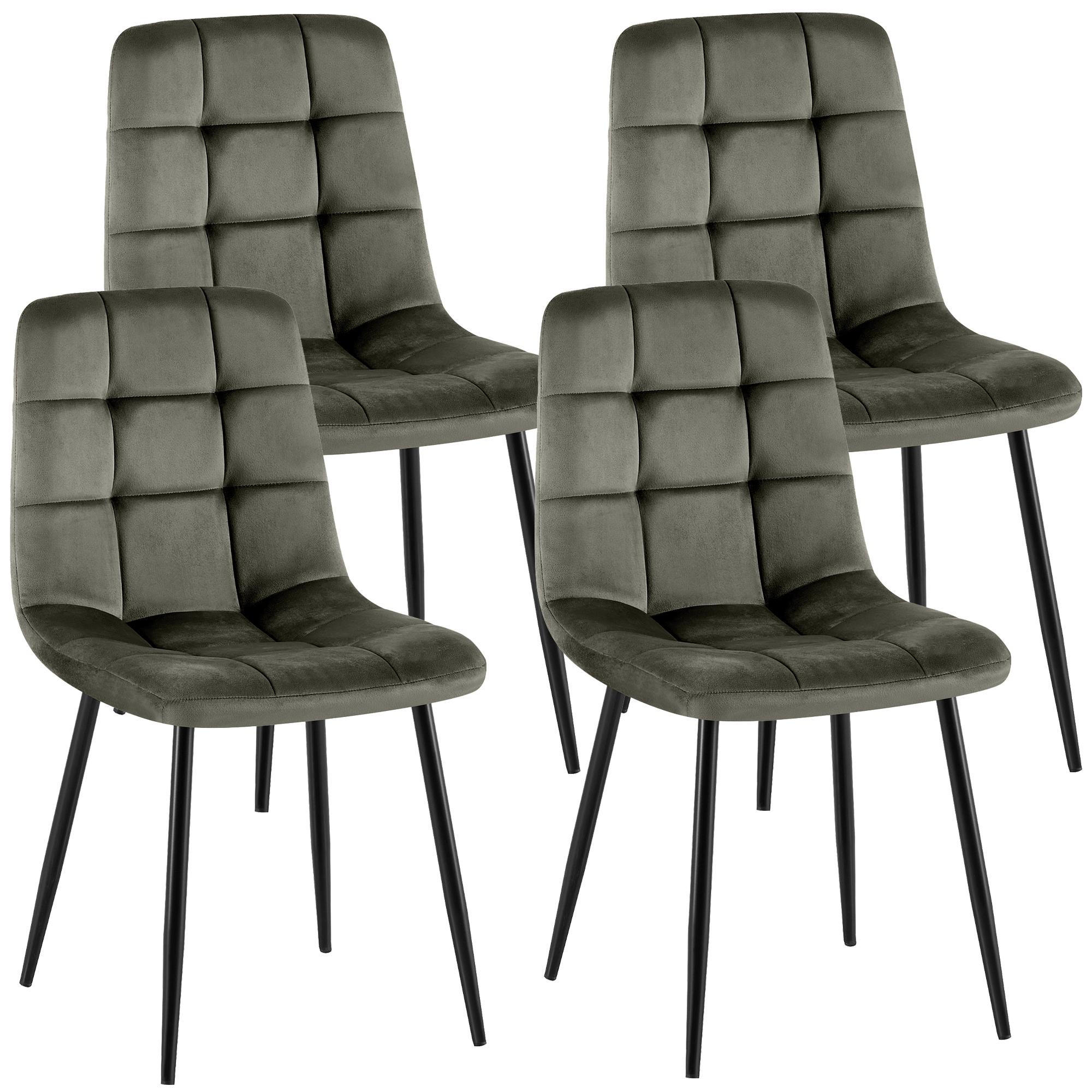 STUHL 4 Samt Anthrazit - Anthrazit/Schwarz, Textil/Metall (45/84/55cm) - CLP