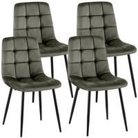STUHL 4 Samt Anthrazit - Anthrazit/Schwarz, Textil/Metall (45/84/55cm) - CLP