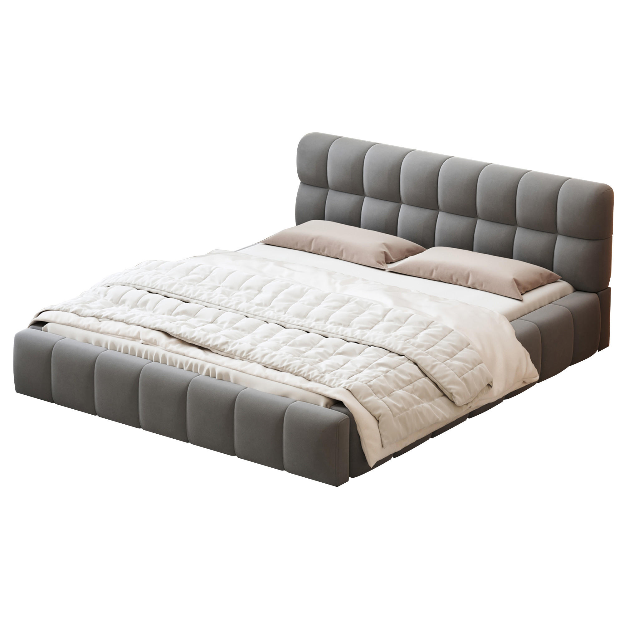 JUGENDBETT 140x200 cm mit Polsterumrandung & Lattenrost, grau - Grau, Textil/Metall (140/200cm)