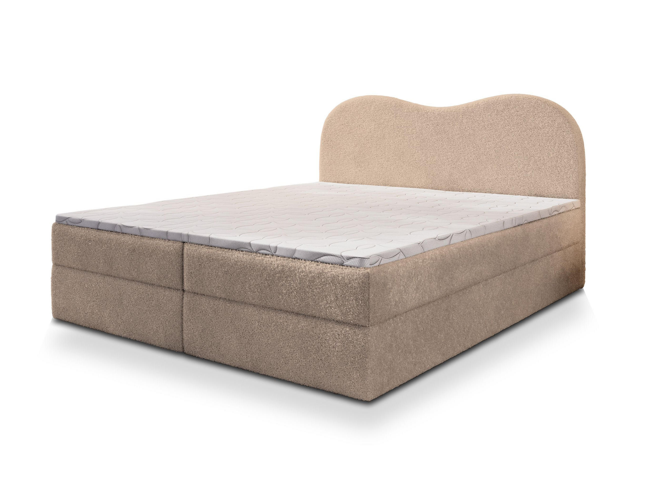 BOXBETT FLUVIA N 140x200 cm mit Matratze und Topper - Beige - Beige, Holz (140/200cm) - MASSENO