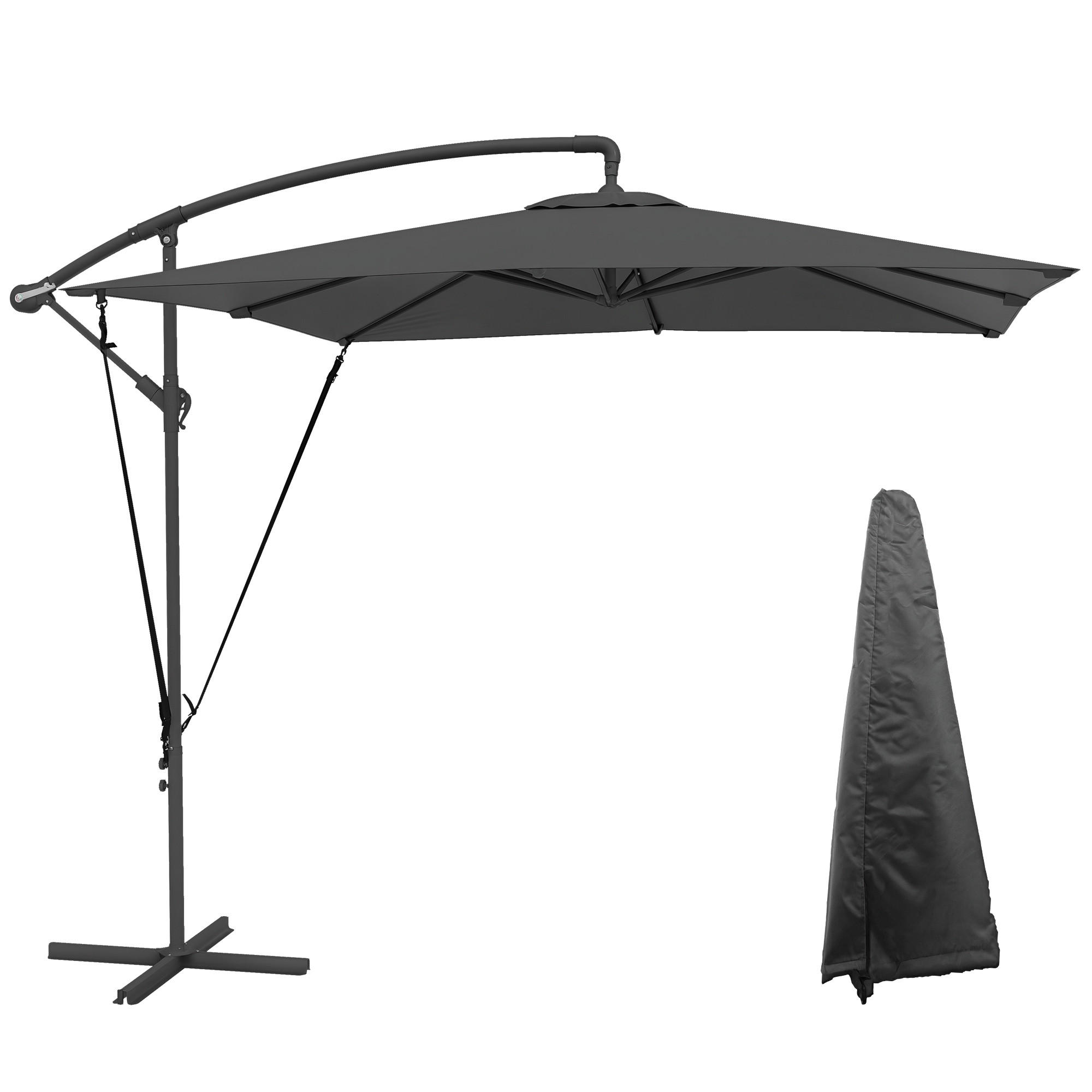 AMPELSCHIRM 250/250 cm DE-11604 Dunkelgrau - Dunkelgrau, Metall (247/247cm) - ComfortXL
