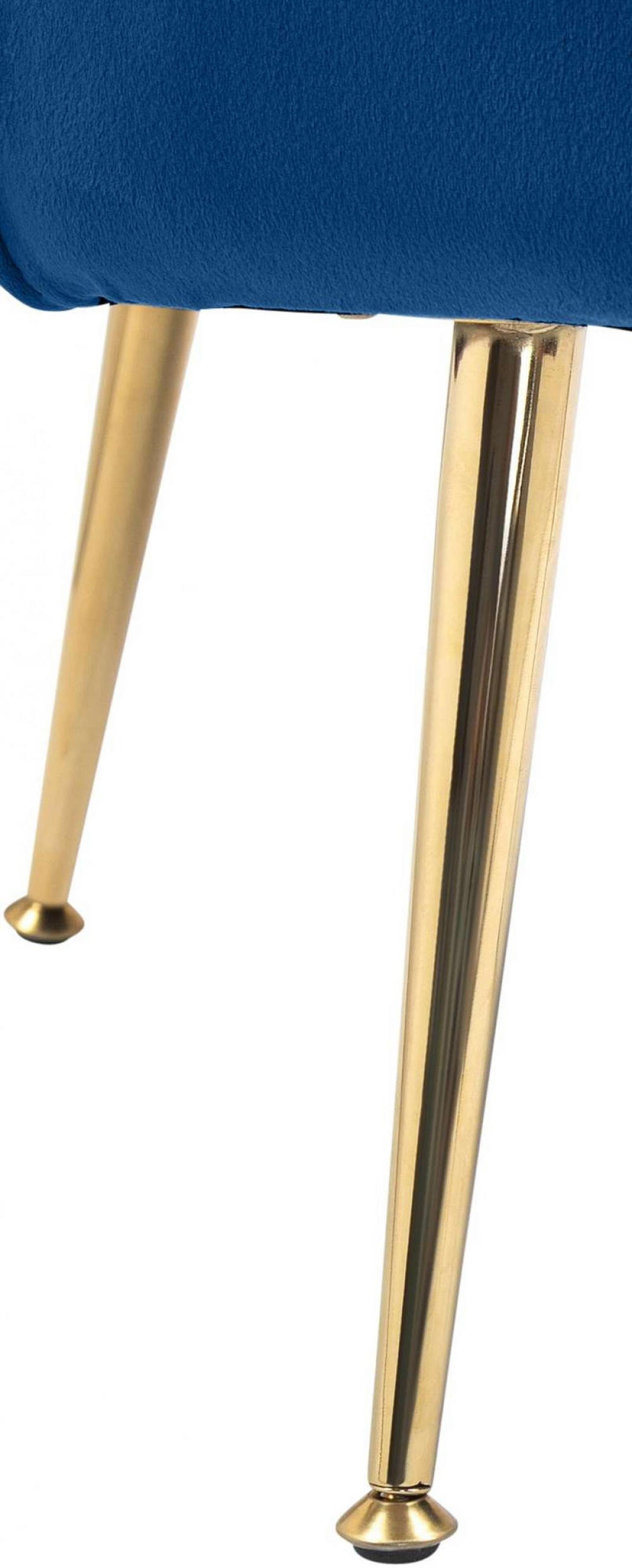 ARMLEHNENSTUHL Samt blau - Blau/Goldfarben, Textil/Metall (74/76/60cm) - CLP